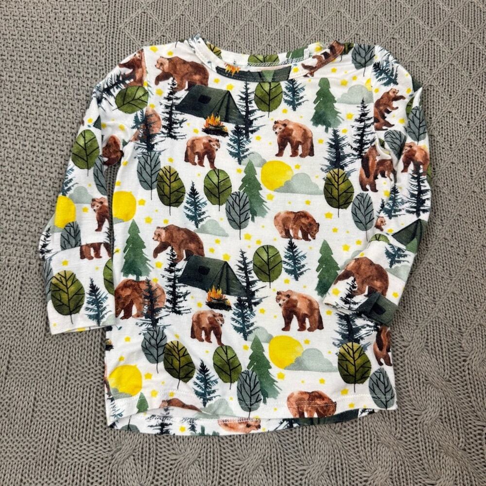 Posh Peanut Kids Archer Forest Print Long Sleeve Pajama Top ~ 12/18M